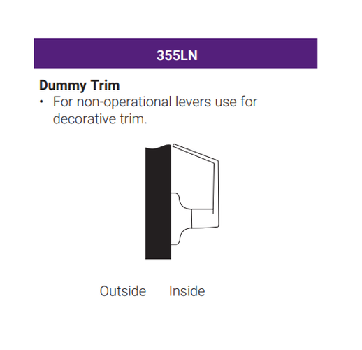 Accentra (Yale) AU355LN Grade 2 Dummy Lever Trim