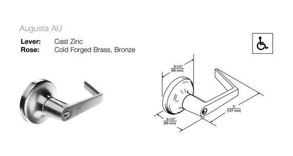 Yale AU5305LN Grade 2 Storeroom or Closet Cylindrical Lever Lock