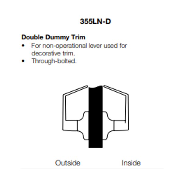 Yale AU355LN-D Grade 2 Double Dummy Lever Trim