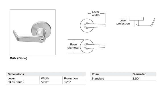 Falcon TM381J DAN Vestibule Lever Lock w/ Schlage FSIC Prep, Dane Style