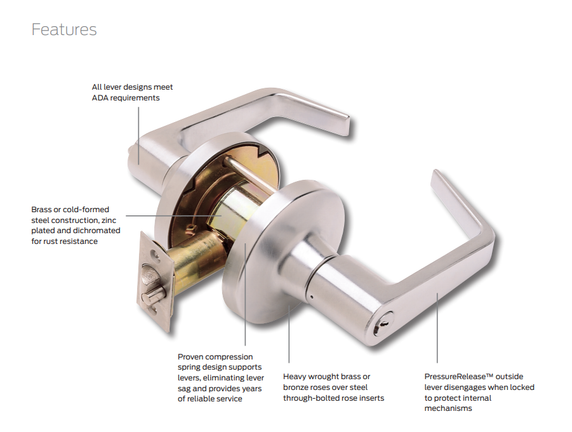 Falcon T581PD Q Storeroom Cylindrical Lever Lock, Quantum Style