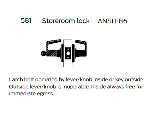 Falcon T581BD A Storeroom Cylindrical Lever Lock, Accepts Small Format IC Core, Avalon Style