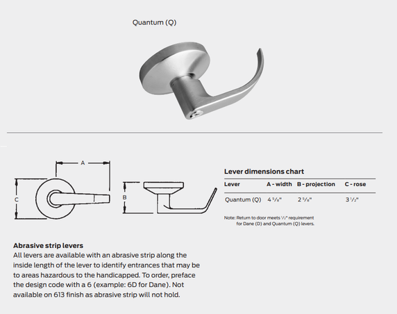 Falcon B101S Q Passage Lever Lock, Quantum Style