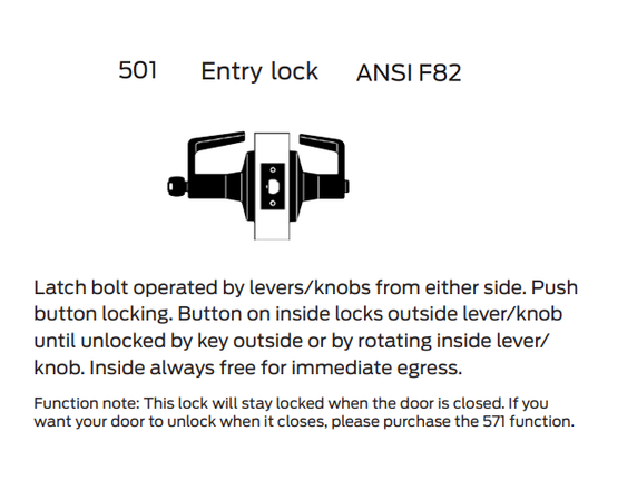 Falcon B501BD D Entry Cylindrical Lever Lock, Accepts Small Format IC Core, Dane Style