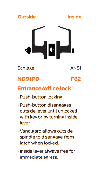 Schlage ND91JD ATH Vandlgard Heavy Duty Entrance/office Lever Lock, Accepts large format IC core