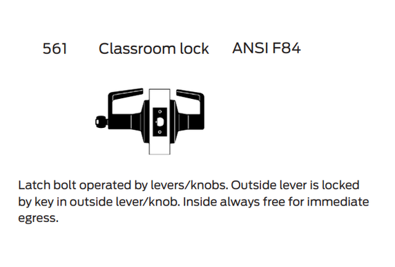 Falcon B561BD D Classroom Cylindrical Lever Lock, Accepts Small Format IC Core, Dane Style