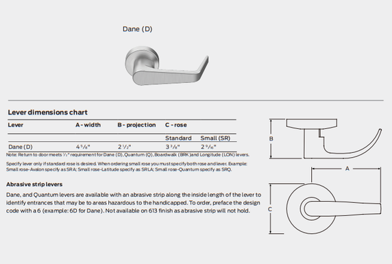 Falcon W501PD D Entry Cylindrical Lever Lock, Dane Style