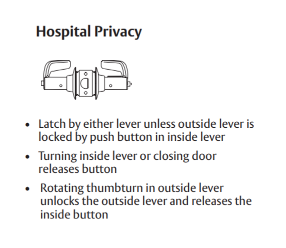 Sargent 28-11U68 LP T-Zone Hospital Privacy Lever Lockset