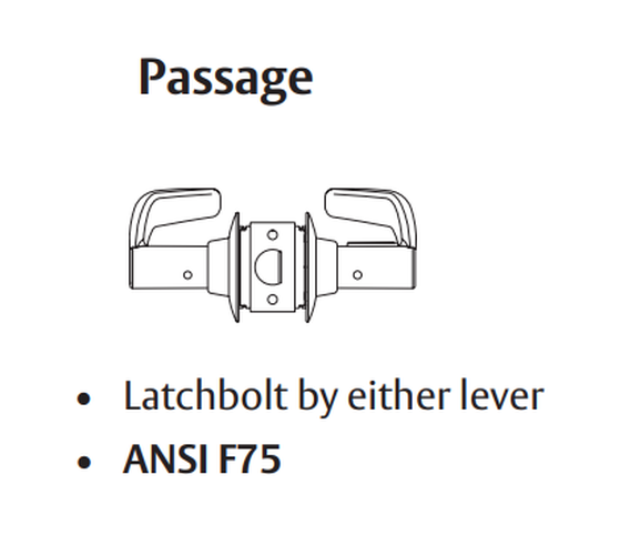 Sargent 28-11U15 LJ T-Zone Passage Lever Set
