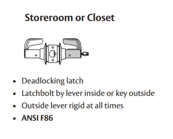 Sargent 28-7G04 LL Storeroom or Closet Cylindrical Lever Lock