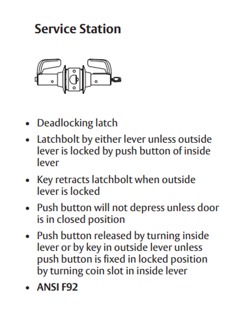 Sargent 28LC-11G44 LJ Service Station T-Zone Conventional Less Cylinder Lever Lock