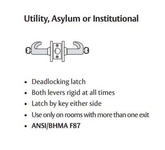 Sargent 10XG17 LL Utility, Asylum Or Institutional Cylindrical Lever Lock