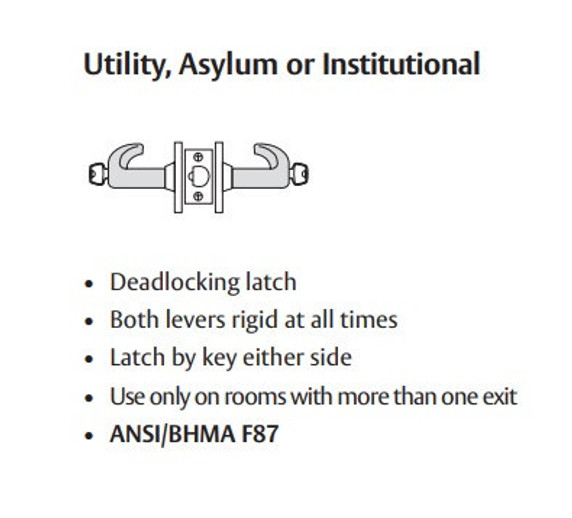 Sargent 10XG17 LP Utility, Asylum Or Institutional Cylindrical Lever Lock