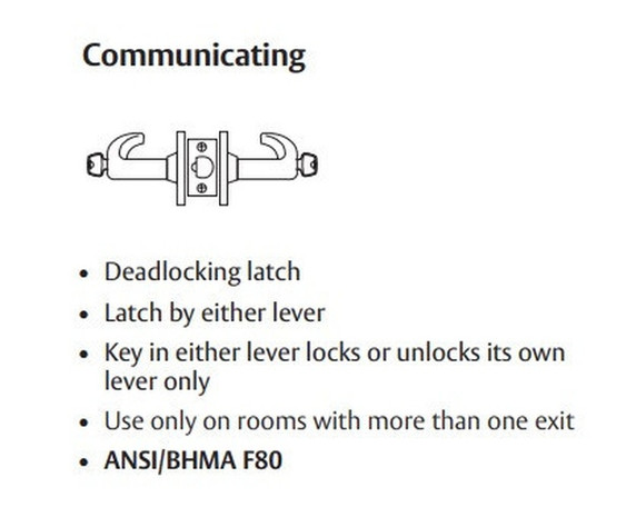 Sargent 10XG30 LB Communicating Cylindrical Lever Lock