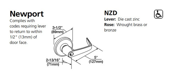 Corbin Russwin CL3329 NZD Extra Heavy-Duty Hotel or Motel Cylindrical Lever Lock