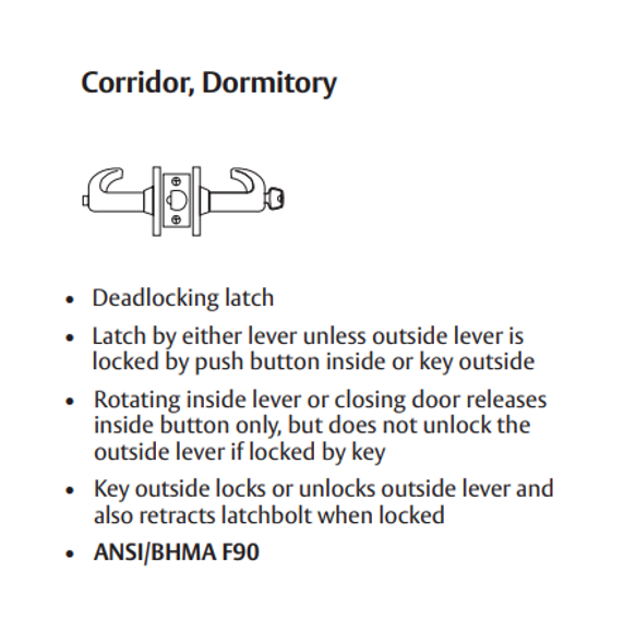 Sargent 10XG54 LP Corridor Cylindrical Lever Lock