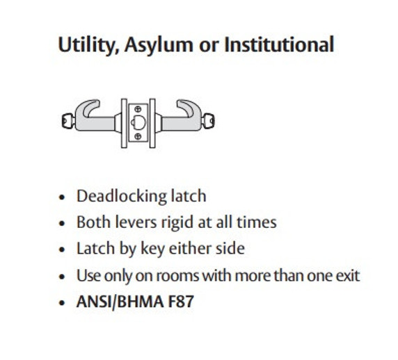 Sargent 60-10XG17 LL Utility, Asylum Or Institutional Cylindrical Lever Lock, Accepts Large Format IC core (LFIC)