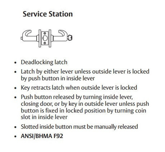 Sargent 60-10XG44 LP Service Station Cylindrical Lever Lock, Accepts Large Format IC core (LFIC)