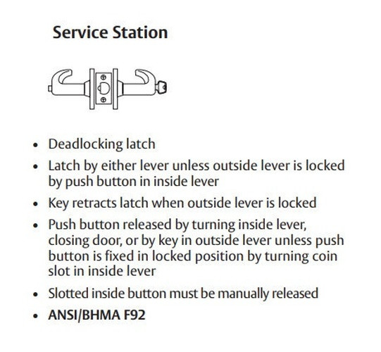 Sargent 70-10XG44 LL Service Station Cylindrical Lever Lock, Accepts Small Format IC Core (SFIC)