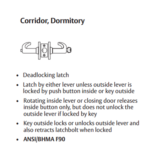 Sargent 70-10XG54 LB Corridor Cylindrical Lever Lock, Accepts Small Format IC Core (SFIC)
