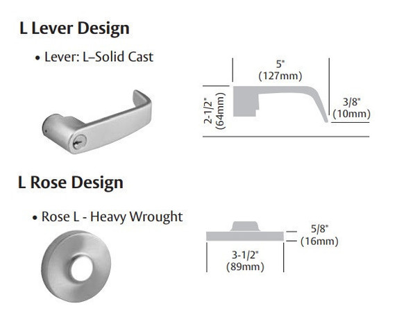 Sargent LC-10XG16 LL Classroom, Security, Apartment, Exit, Privacy Cylindrical Lever Lock, Less Cylinder