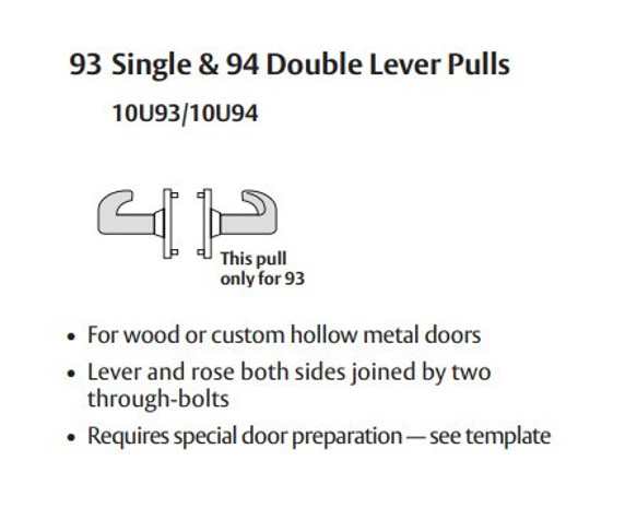 Sargent 10XU93 LP Single Lever Pull