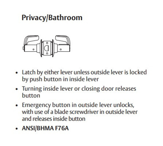 Sargent 10XU65 LB Privacy/Bathroom Lever Set