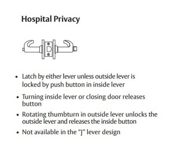 Sargent 10XU68 LL Hospital Privacy Lever Set