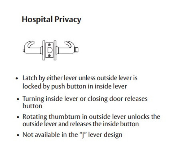 Sargent 10XU68 LB Hospital Privacy Lever Set