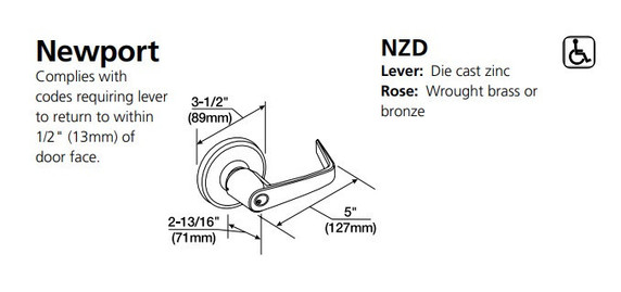 Corbin Russwin CL3355 NZD Extra Heavy-Duty Classroom Cylindrical Lever Lock