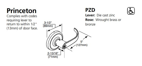 Corbin Russwin CL3372 PZD Extra Heavy-Duty Apartment, Exit or Public Toilet Cylindrical Lever Lock