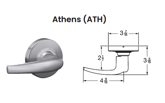 Schlage ND40S ATH OS-OCC Bath/Bedroom Privacy Lever Lock w/ Exterior Vacant/Occupied Indicator