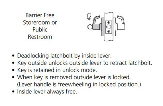 Corbin Russwin CL3359 NZD 605 LC Extra Heavy-Duty Barrier Free Storeroom or Public Restroom Conventional Less Cylinder Lever Lock, Bright Brass Finish