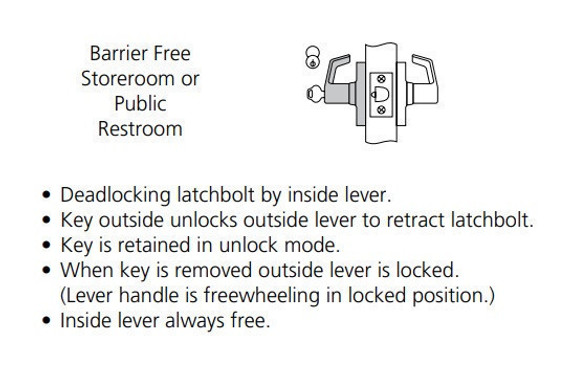 Corbin Russwin CL3359 AZD 625 LC Extra Heavy-Duty Barrier Free Storeroom or Public Restroom Conventional Less Cylinder Lever Lock, Bright Chrome Finish