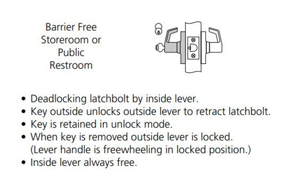 Corbin Russwin CL3359 PZD 605 LC Extra Heavy-Duty Barrier Free Storeroom or Public Restroom Conventional Less Cylinder Lever Lock, Bright Brass Finish