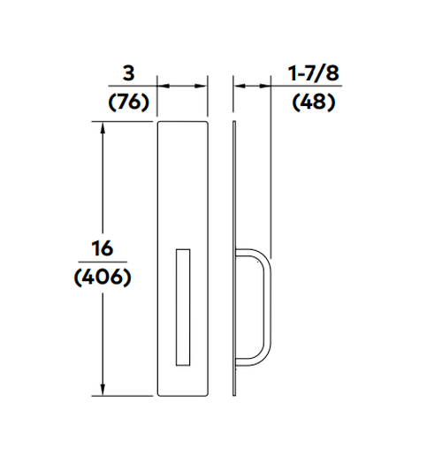 Dorma PRT02 630 Dummy Pull Trim for 9300, 9400 Exit Device, Satin Stainless Steel Finish