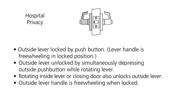 Corbin Russwin CL3320H NZD Extra Heavy-Duty Hospital Privacy Lever Lock