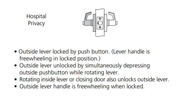 Corbin Russwin CL3320H PZD Extra Heavy-Duty Hospital Privacy Lever Lock