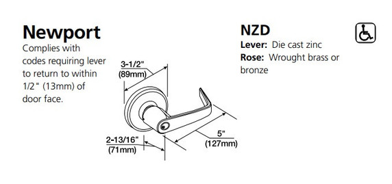 Corbin Russwin CL3390 NZD Passage Lever x Turnpiece Lock