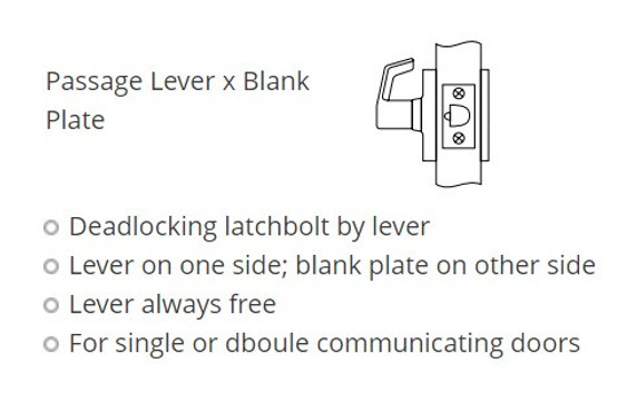 Corbin Russwin CL3380 AZD Passage Lever x Blank Plate Lever Lock
