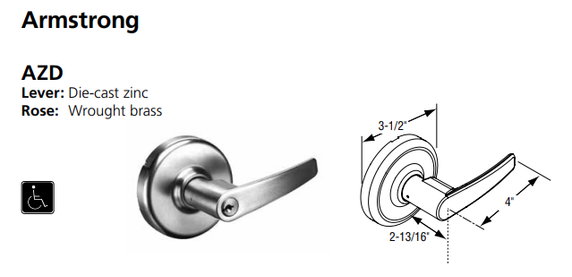 Corbin Russwin CL3551 AZD Heavy-Duty Entrance or Office Cylindrical Lever Lock