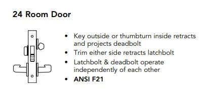 Sargent 8224 LE1L Room Door Mortise Lock