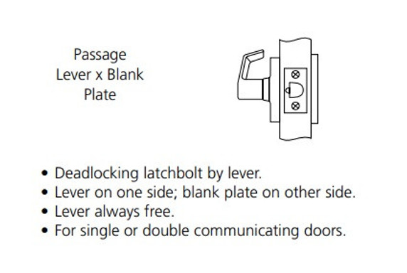 Corbin Russwin CL3580 AZD Passage Lever x Blank Plate Lever Lock
