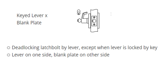 Corbin Russwin CL3581 NZD 625 M08 Keyed Lever x Blank Plate Cylindrical Lever Lock, Accepts Small Format IC Core (SFIC), Bright Chrome Finish