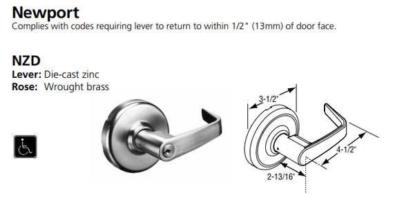 Corbin Russwin CL3581 NZD 625 M08 Keyed Lever x Blank Plate Cylindrical Lever Lock, Accepts Small Format IC Core (SFIC), Bright Chrome Finish