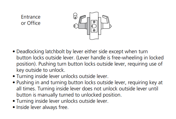 Corbin Russwin CL3851 AZD Grade 2 Entrance or Office Cylindrical Lever Lock