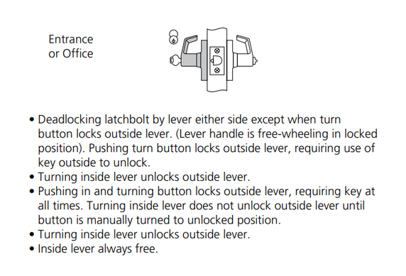 Corbin Russwin CL3851 NZD 606 LC Grade 2 Entrance or Office Conventional Less Cylinder Lever Lock, Satin Brass Finish