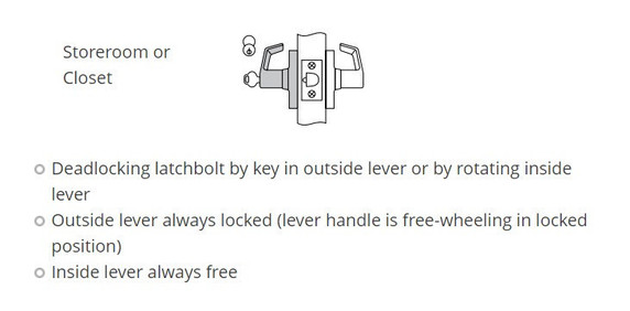 Corbin Russwin CL3857 AZD 626 LC Grade 2 Storeroom or Closet Conventional Less Cylinder Lever Lock, Satin Chrome Finish