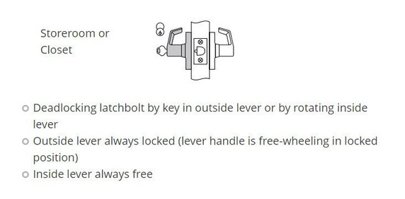 Corbin Russwin CL3857 AZD 612 LC Grade 2 Storeroom or Closet Conventional Less Cylinder Lever Lock, Satin Bronze Finish