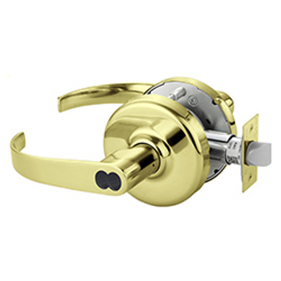 Corbin Russwin CL3851 PZD 605 M08 Grade 2 Entrance or Office Cylindrical Lever Lock, Accepts Small Format IC Core (SFIC), Bright Brass Finish